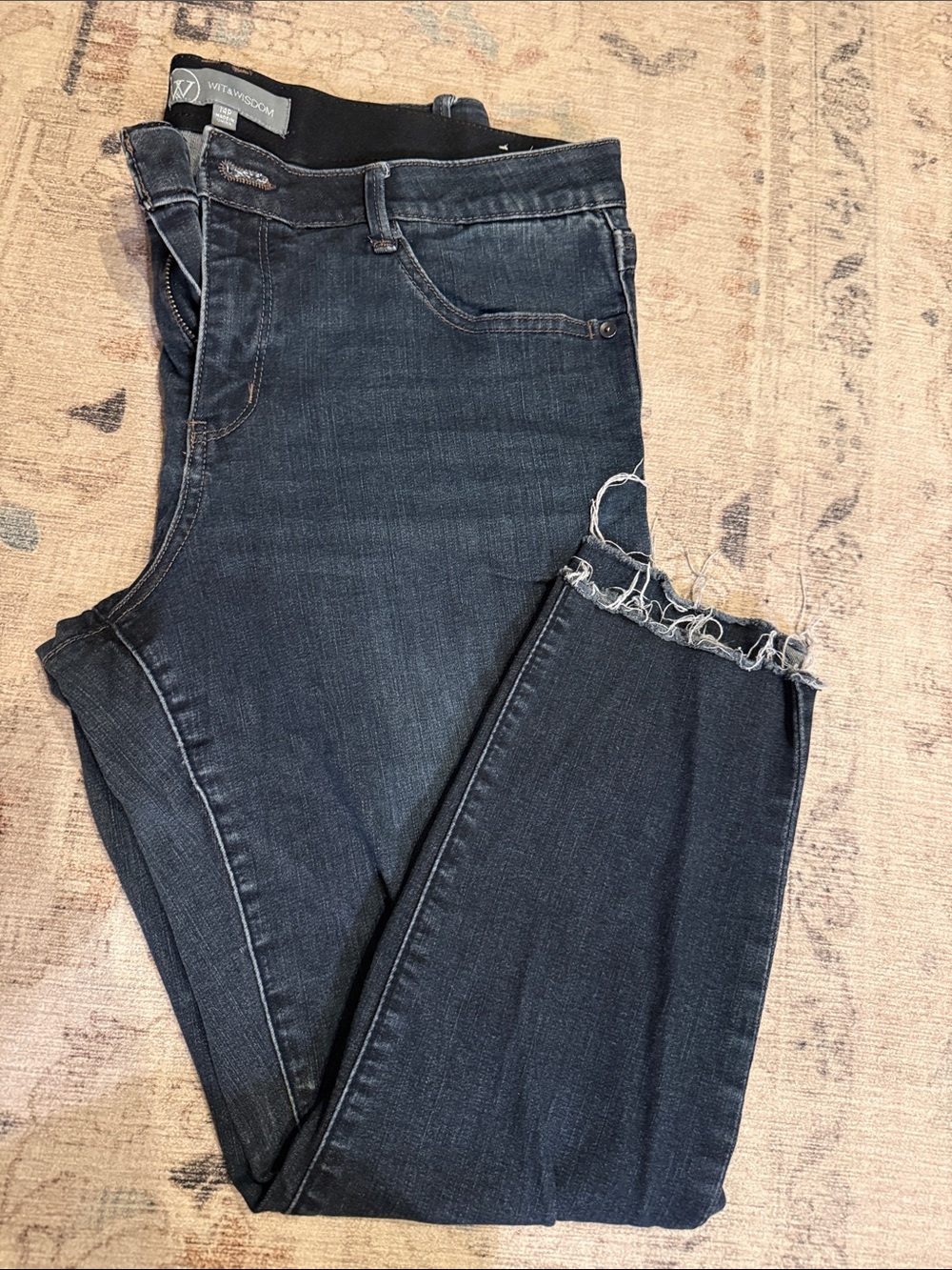 Wit & Wisdom Dark Blue Frayed Hem Ankle Jeans